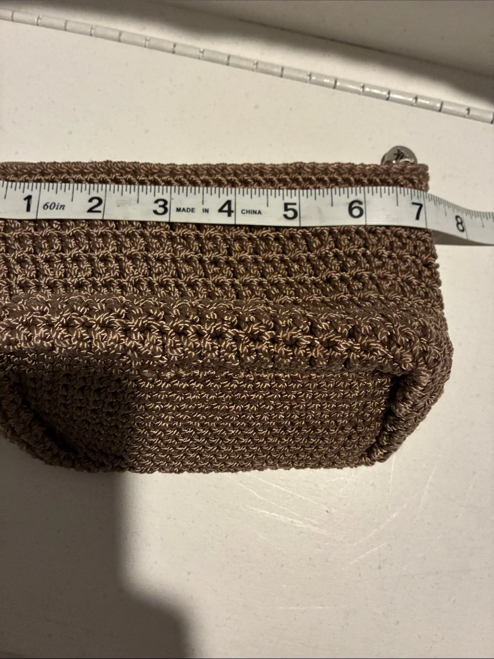 The Sak Brown Crochet Cosmetic Pouch with Top Zipper